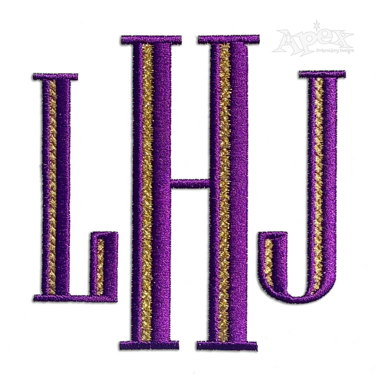 Whitney Embroidery Font Monogram 2-color LHJ