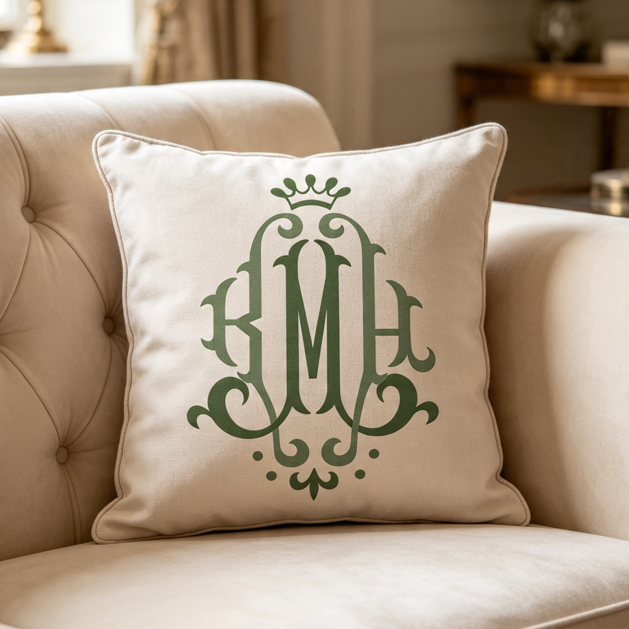 Royal Fleur Monogram TrueType Font Pillow