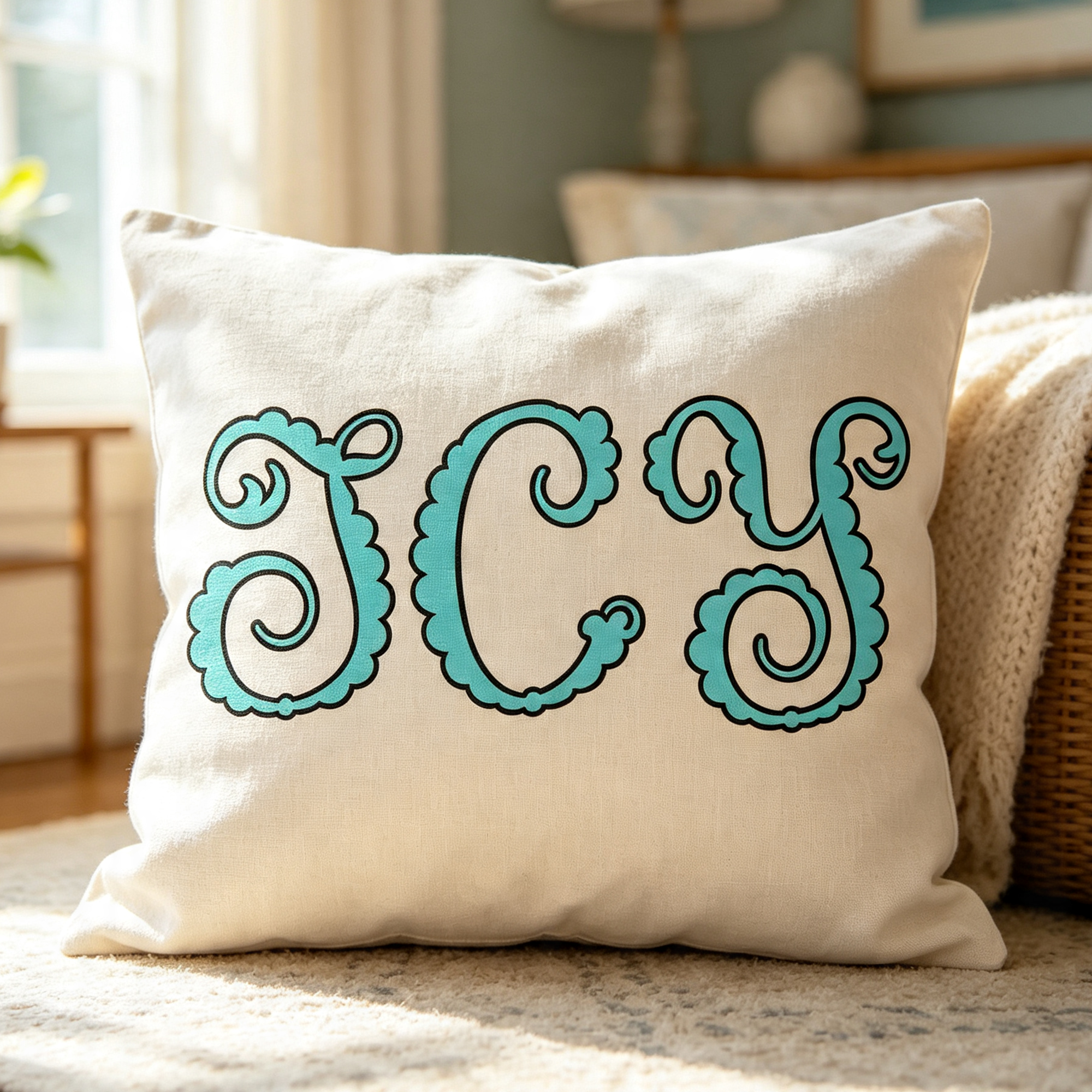 Emma Scalloped Open Monogram TrueType Font TTF Pillow