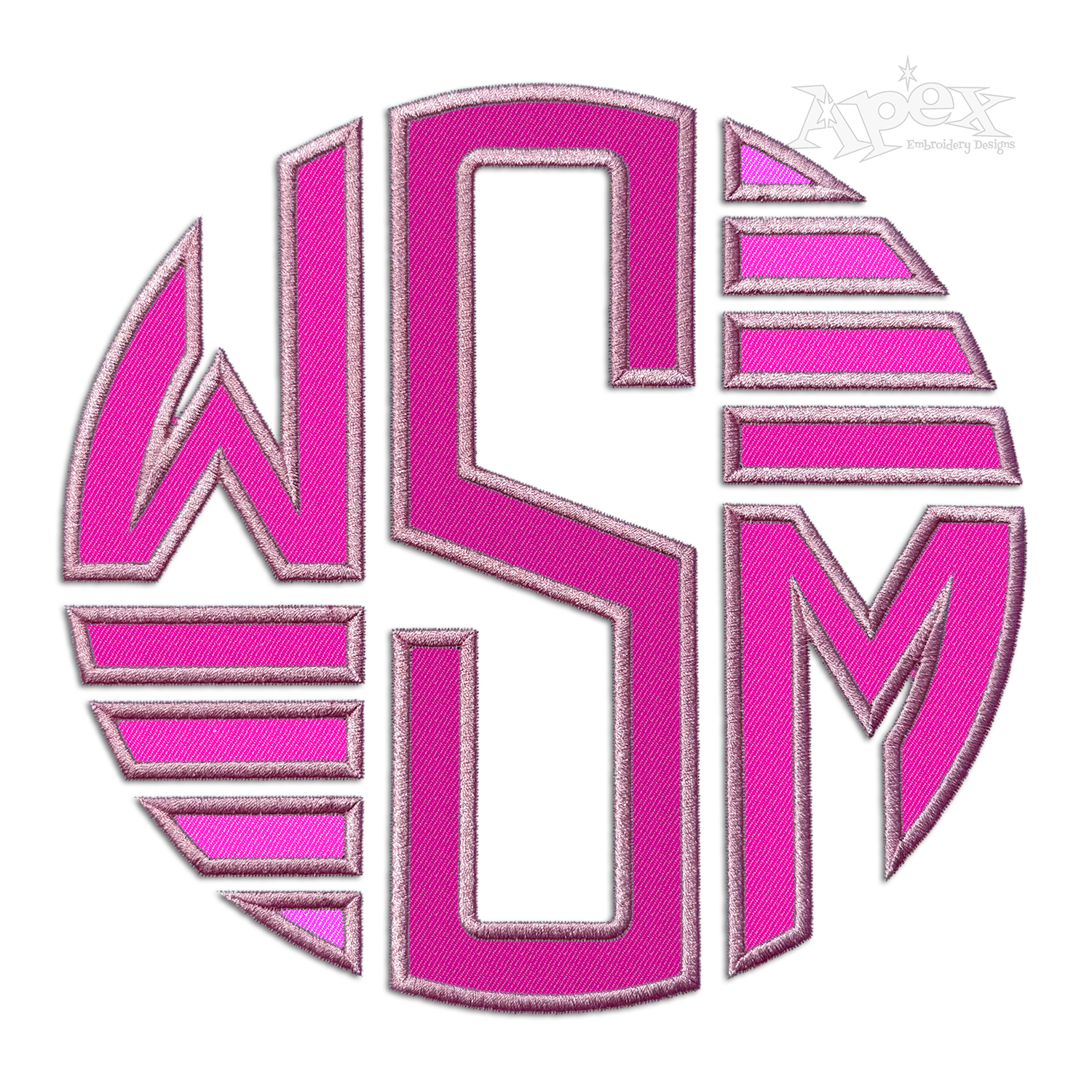 Round Circle Lined Embroidery Font All WSM