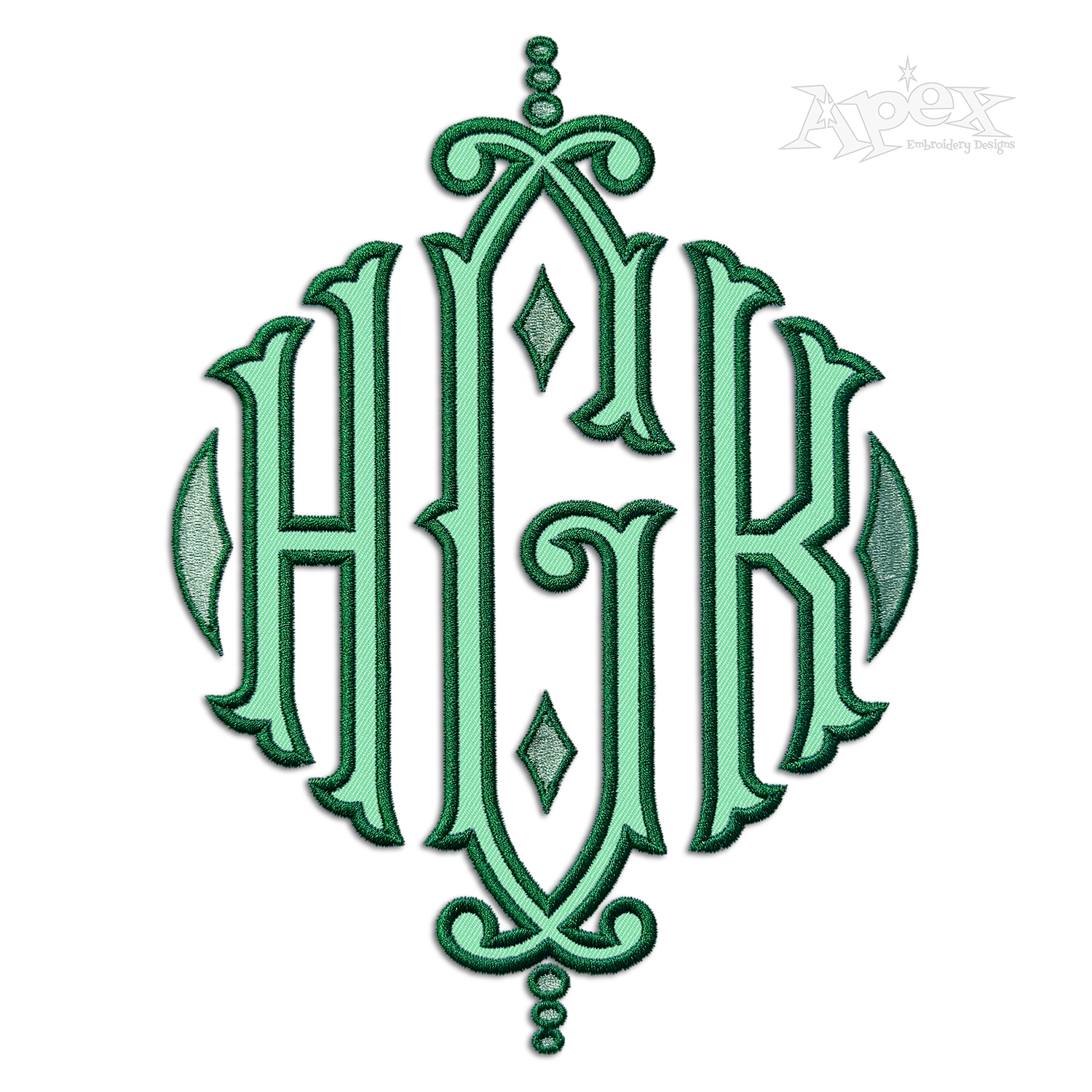 Royal Diamond Monogram Embroidery Font HGK