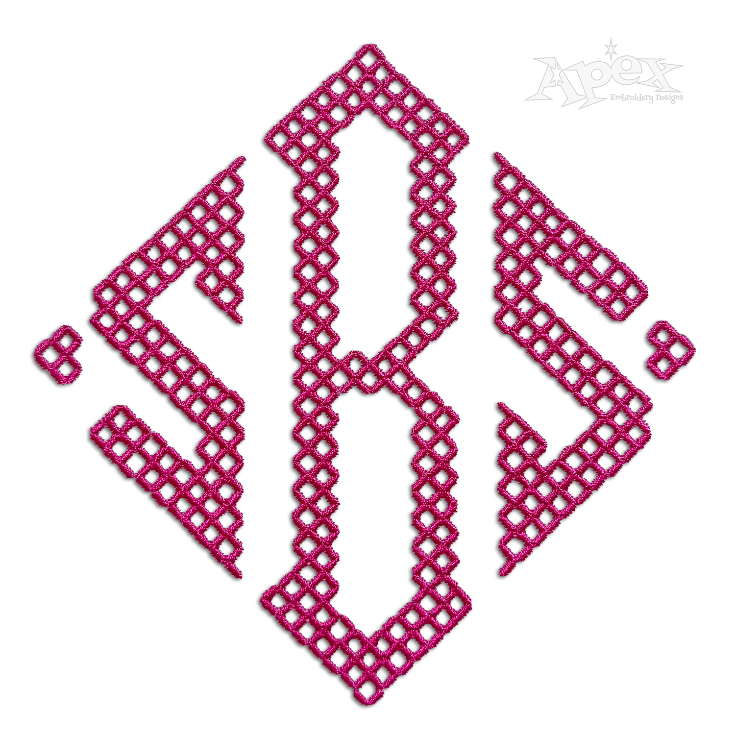 Cross Stitch Diamond Monogram Embroidery Font SBS