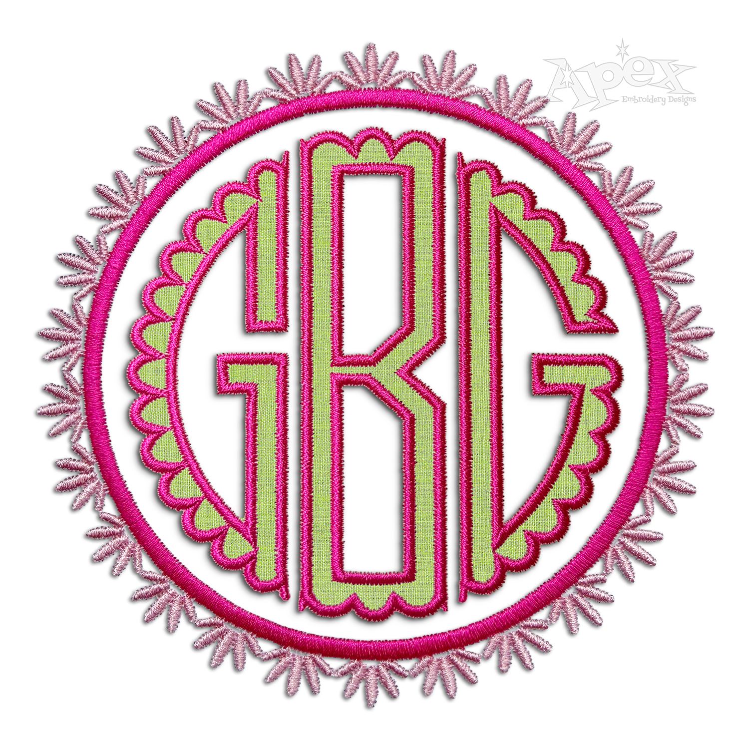 Scallop Circle Monogram Applique Embroidery Font Frame 2