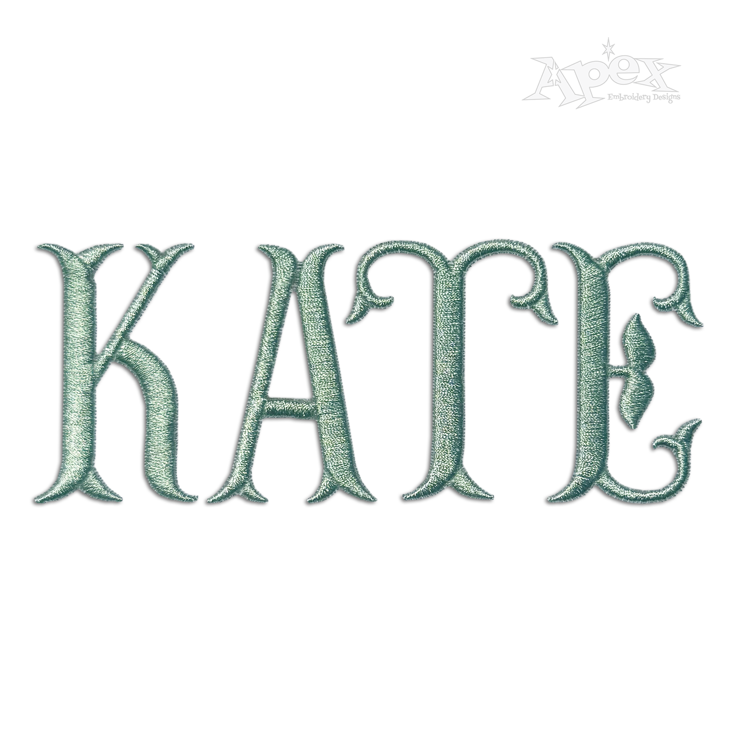 Fancy Fishtail Machine Embroidery Font Letters by Apex digitizing Kate
