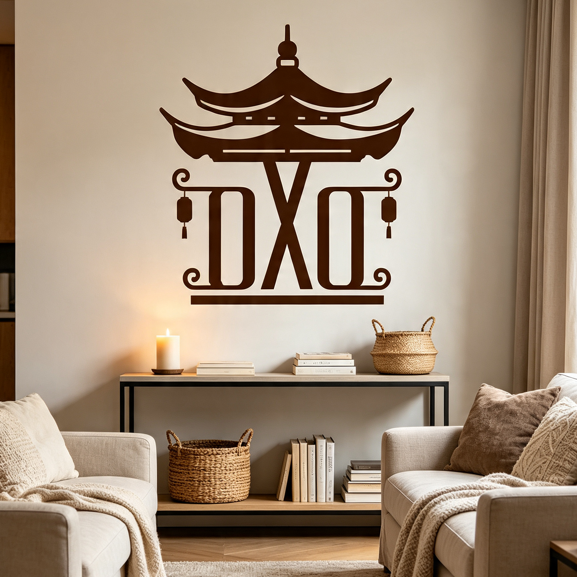 Chinoiserie Pagoda TrueType Font Wall Art