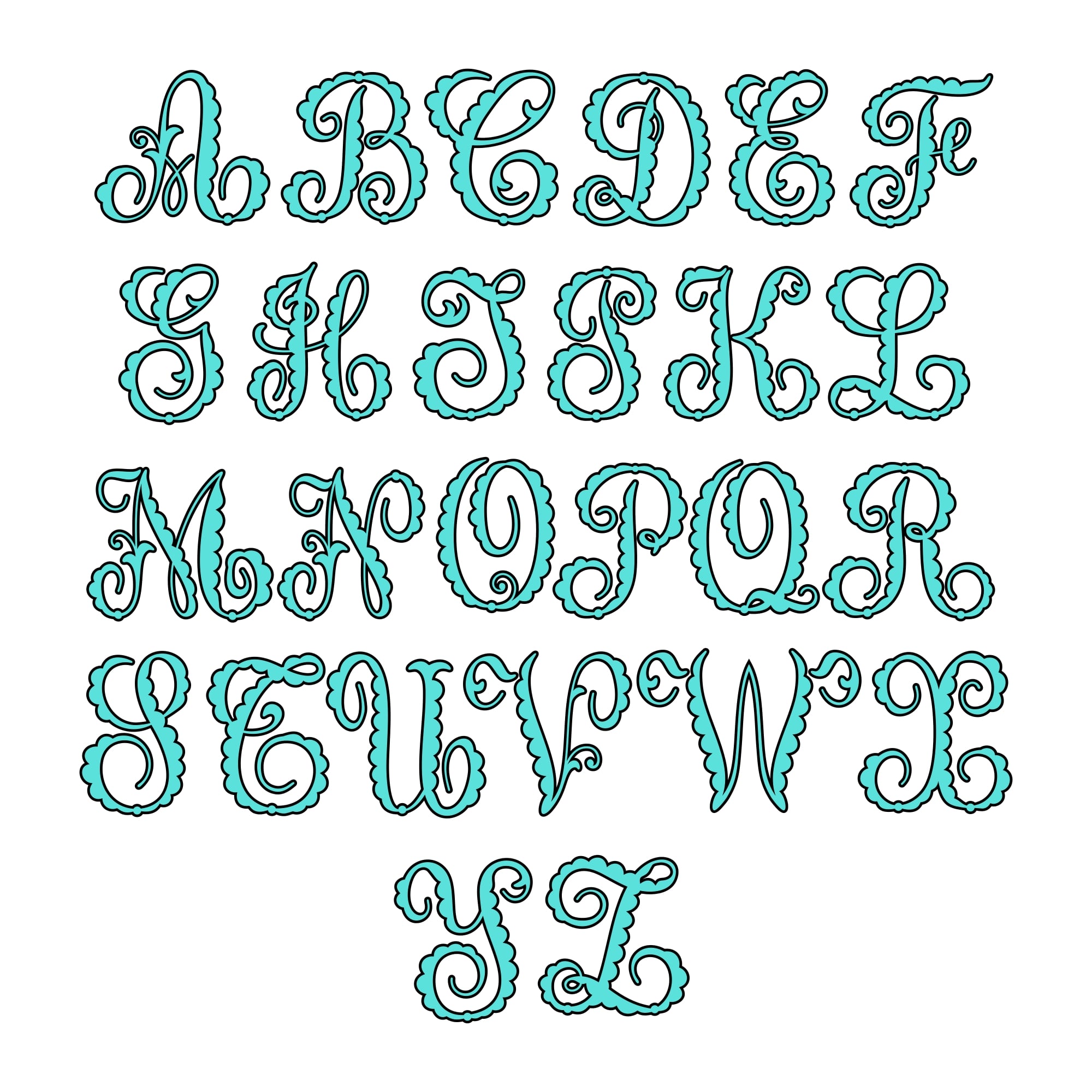 Emma Scalloped Monogram TrueType Font TTF