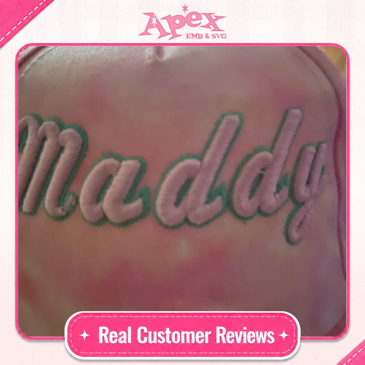 Athletic 3D Puff Script Embroidery Font customer review Apex