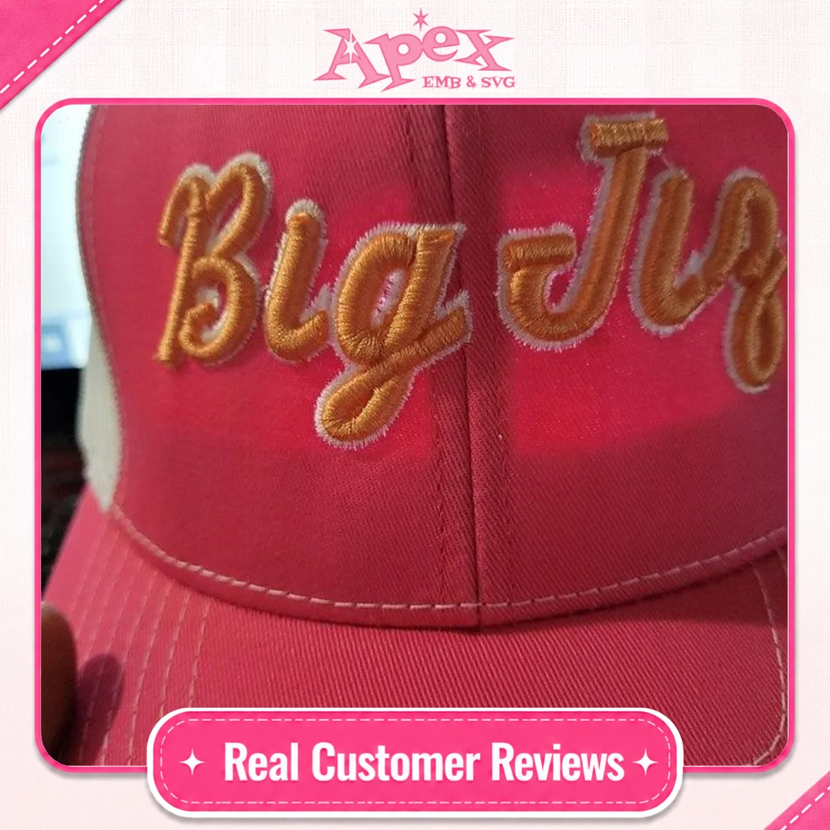 Athletic 3D Puff Script Embroidery Font customer review Apex cap