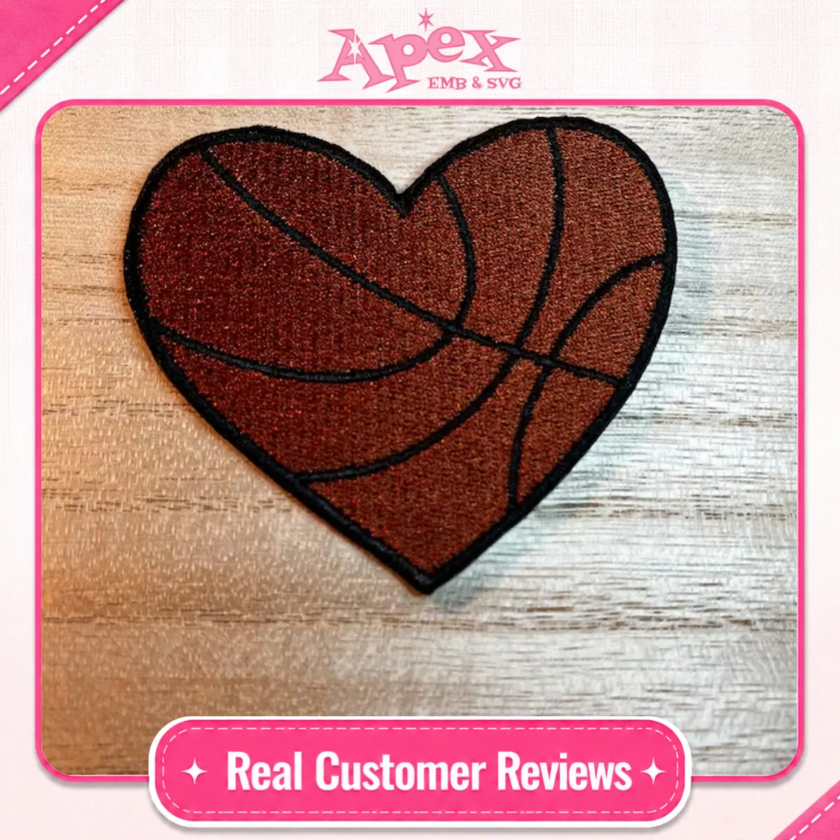 Basketball Heart Love Embroidery Design customer review Apex