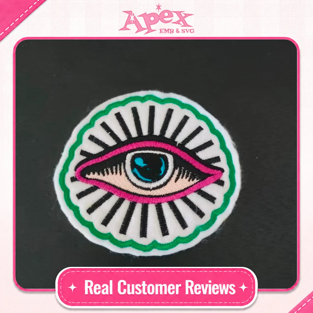 Evil Eye Embroidery Design fan review Apex
