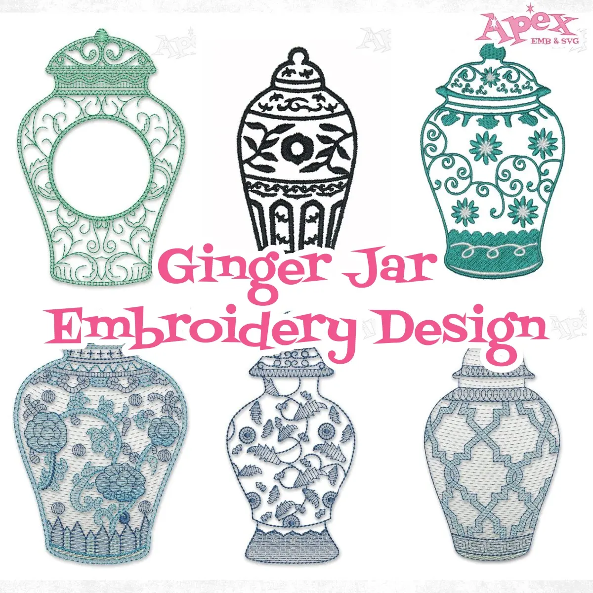 Ginger Jar Embroidery Design Thumbnail