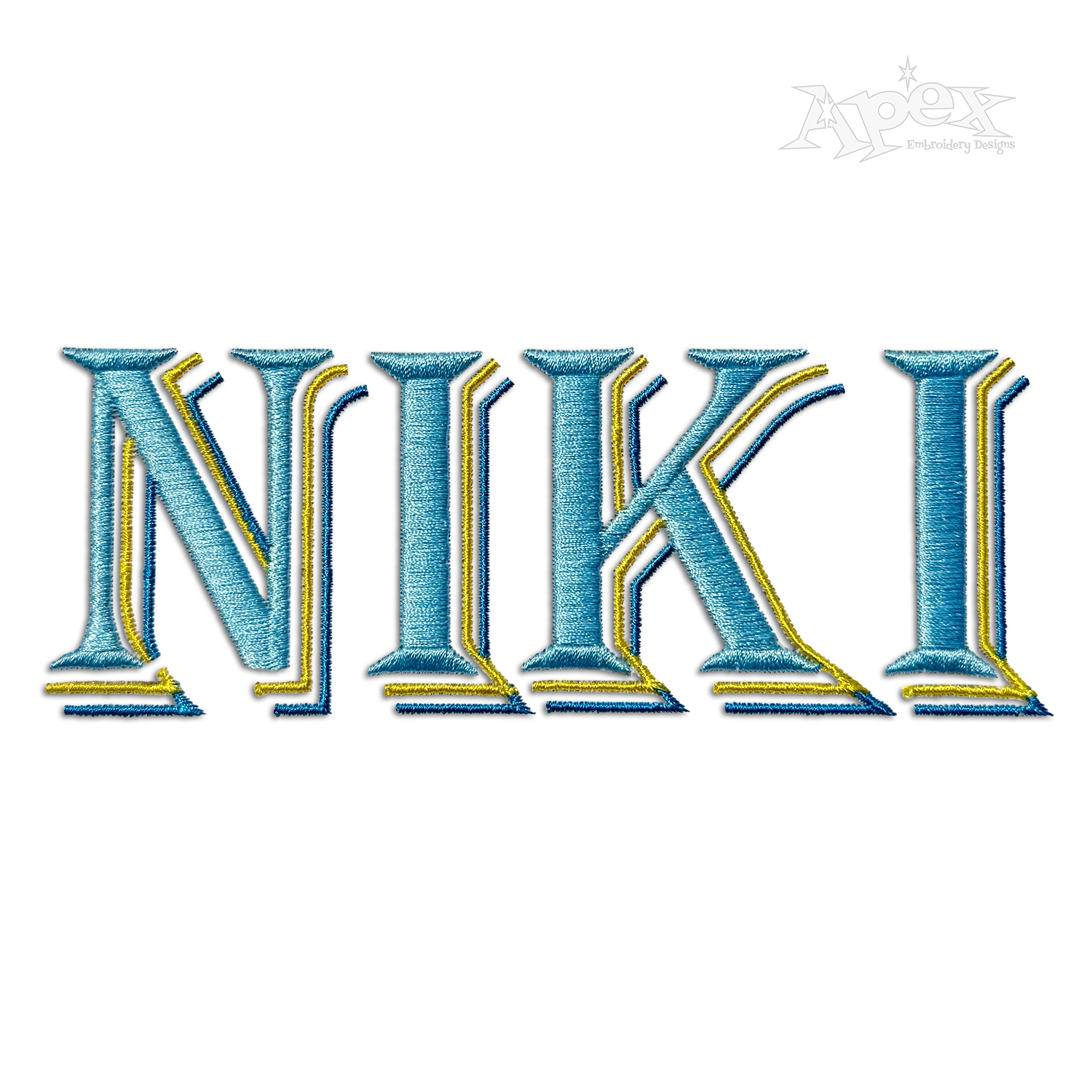 Three Color Stacked Shadow Embroidery Font Block