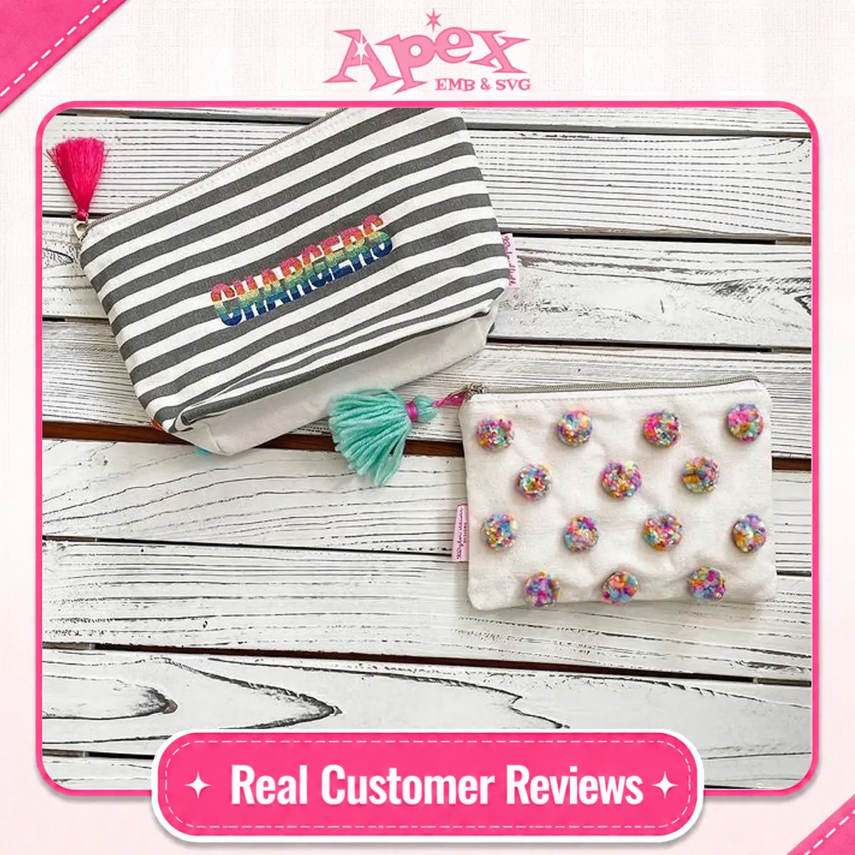 Rainbow Stripe Block Embroidery Font customer review Apex