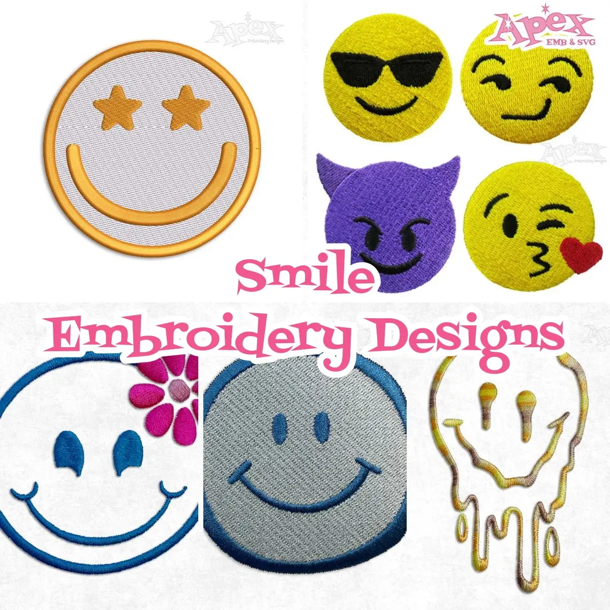 smiley face embroidery design thumbnail