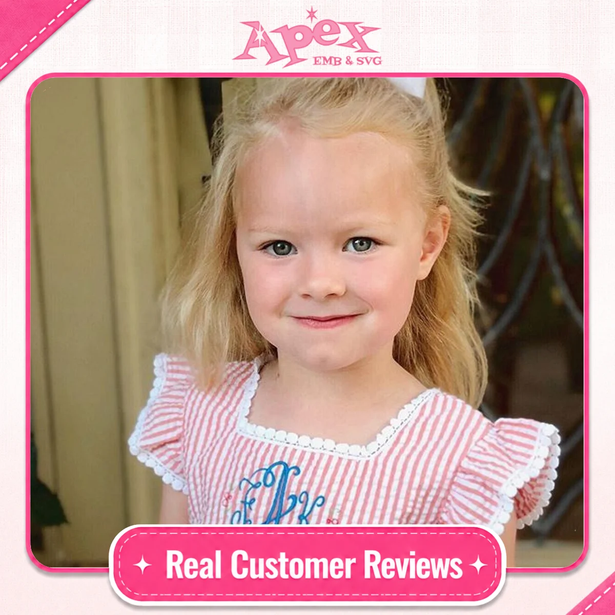 Suzanne Curlz Embroidery Font fan review Apex girl dress