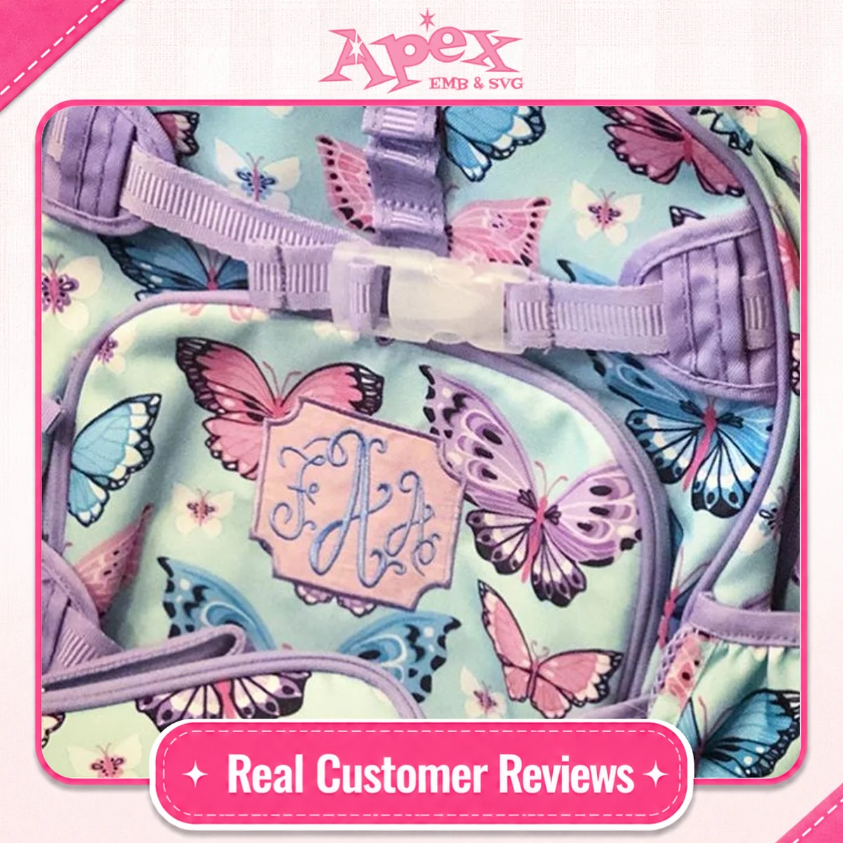 Suzanne Curlz Embroidery Font fan review Apex girl school bag
