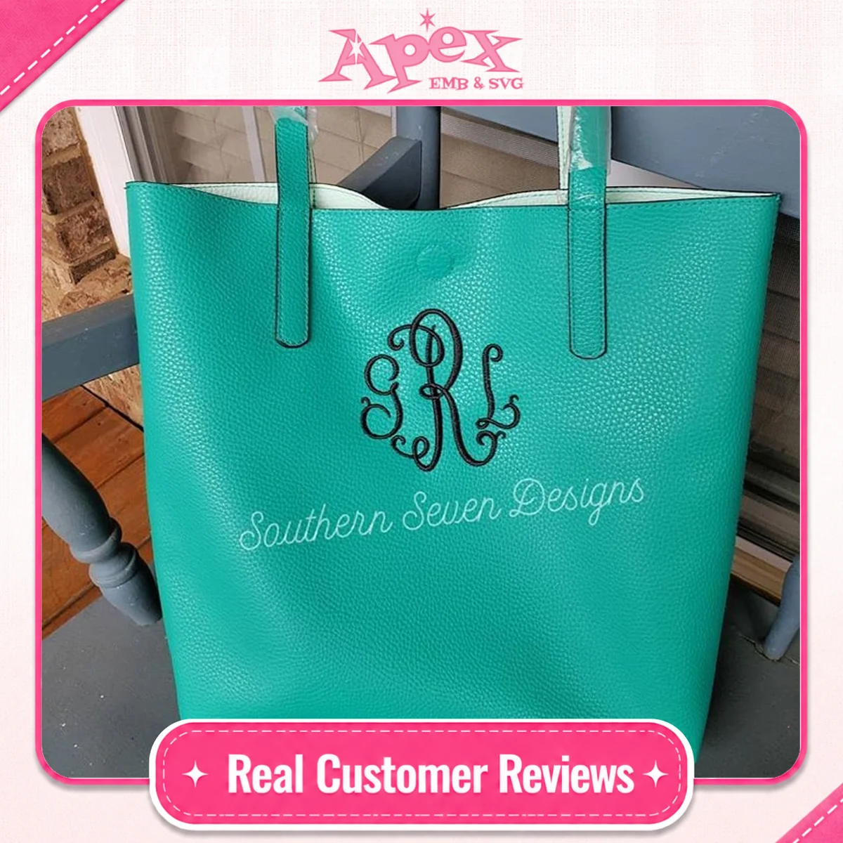 Suzanne Curlz Embroidery Font fan review Apex bag