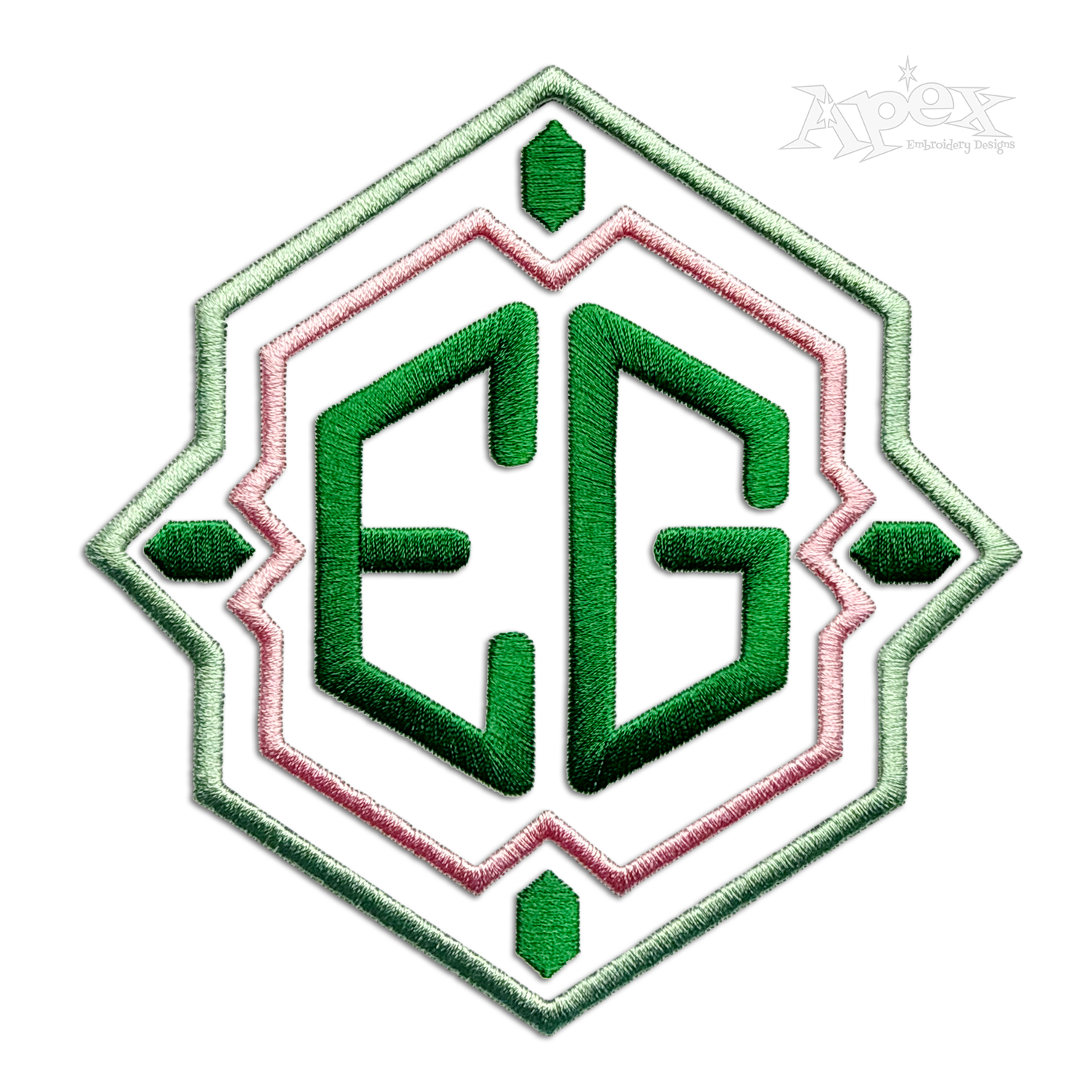 Hera Hexagon Monogram Embroidery Font Frame