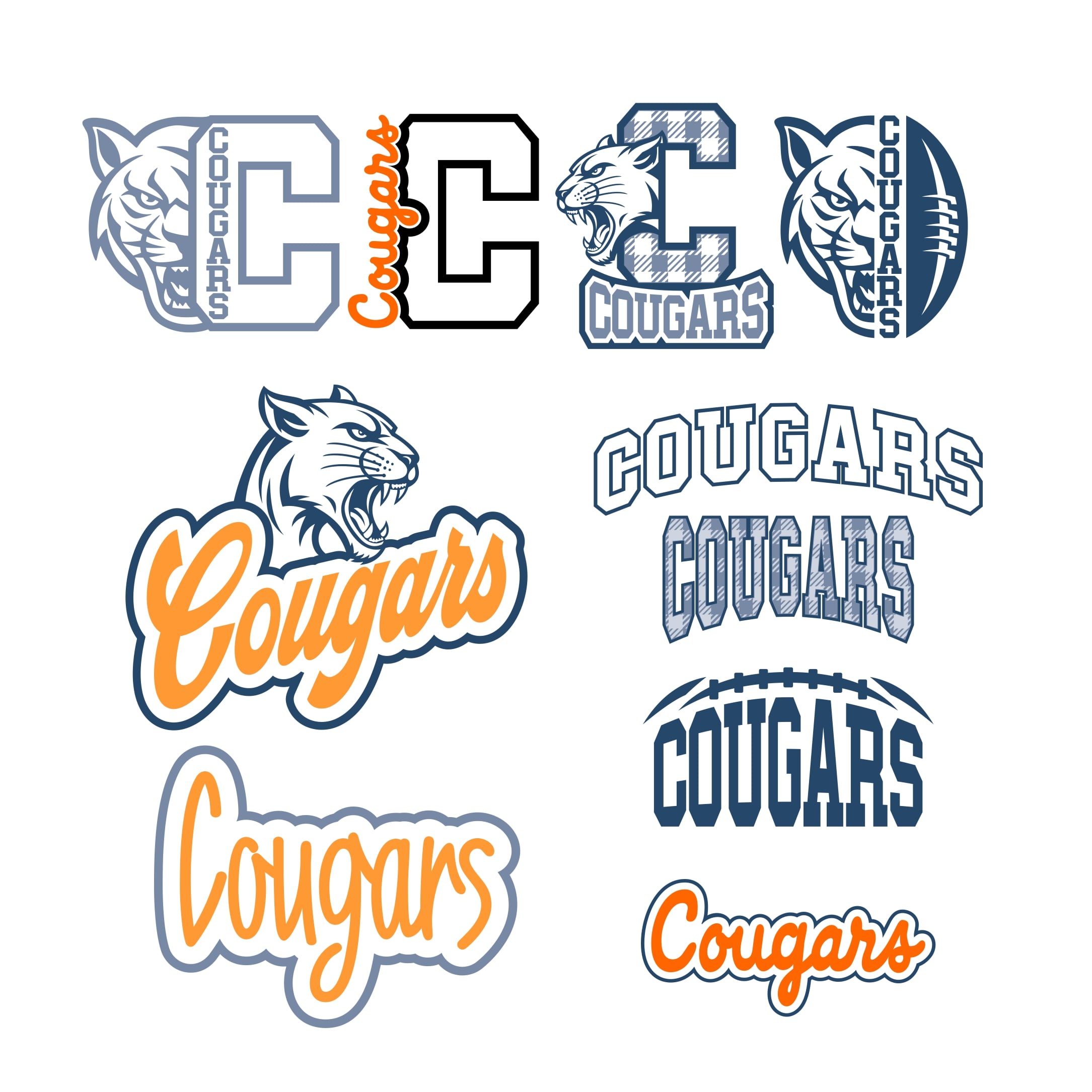 Cougars School Sports Game Spirit Bundle Vector SVG PNG