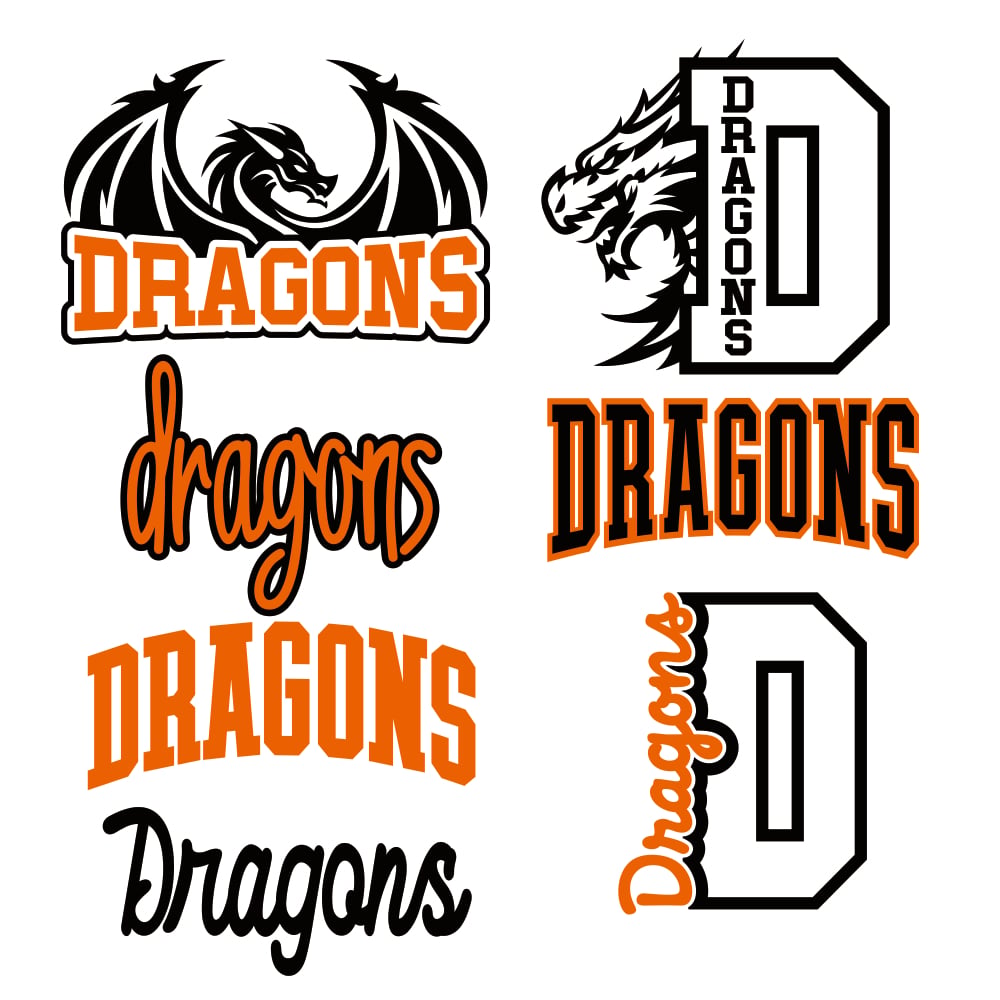 Dragons School Spirit Wear Mascot Bundle SVG