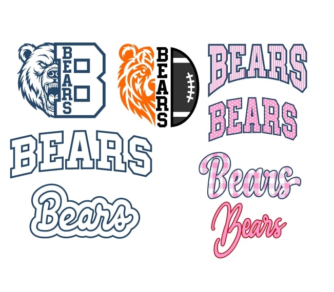 Bears School Spirit Wear Mascot Bundle SVG All