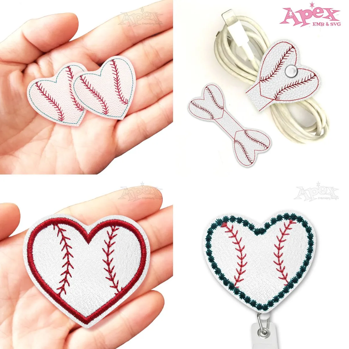 Baseball Heart ITH Embroidery Designs Bundle thumbnail