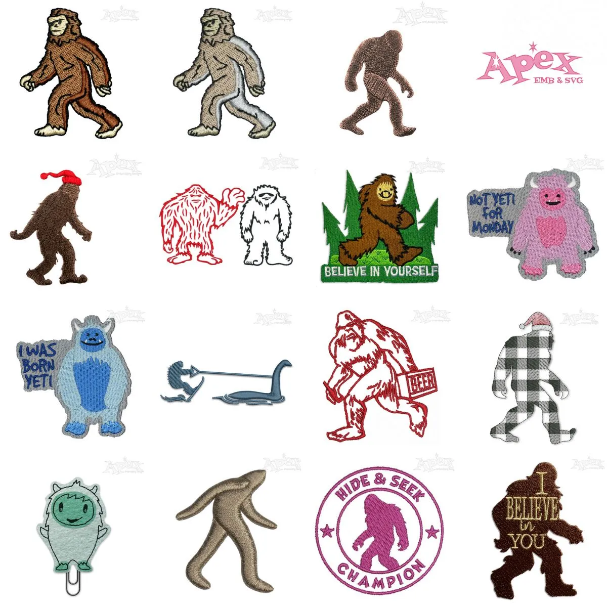 Bigfoot Yeti Sasquatch Embroidery Designs Bundle thumbnail