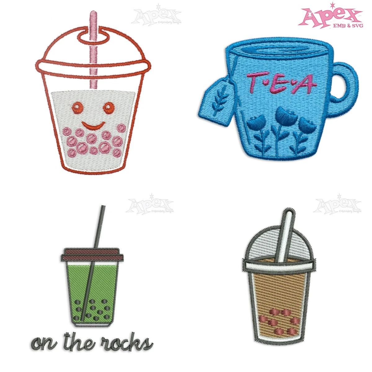 Boba Bubble Tea Embroidery Designs Bundle thumbnail