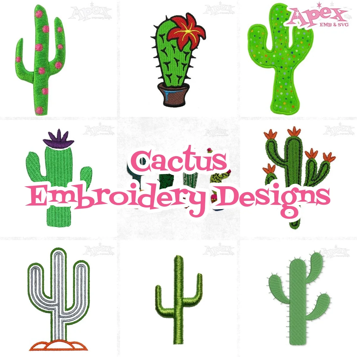 cactus embroidery designs thumbnail bundle