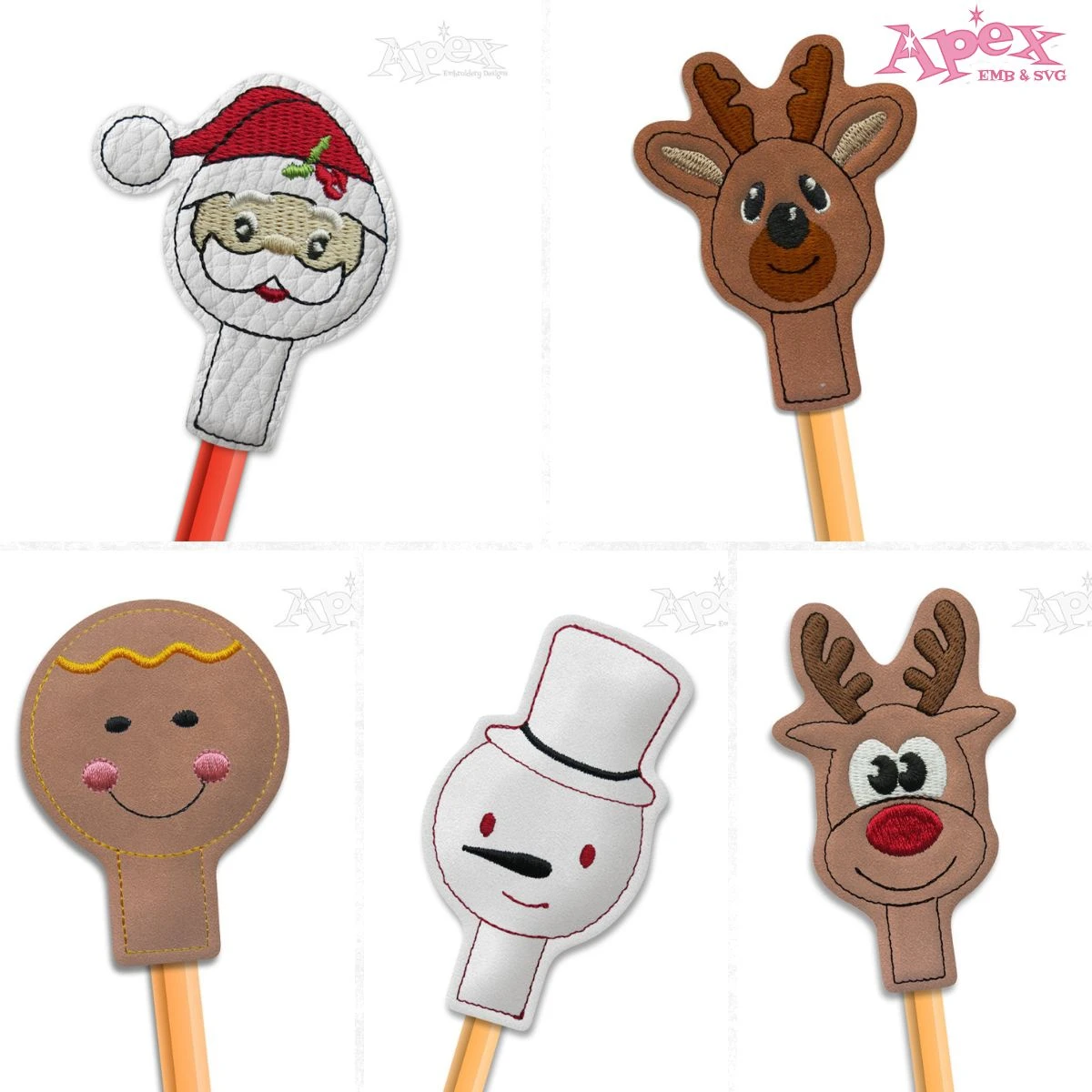 Christmas Pencil Topper ITH Embroidery Designs Bundle thumbnail