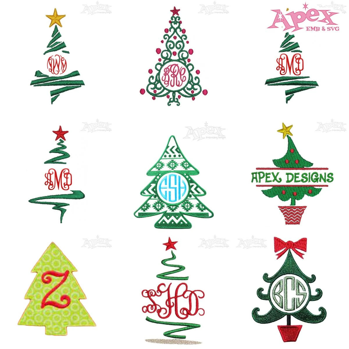 Christmas Tree Frame Embroidery Designs Bundle thumbnail