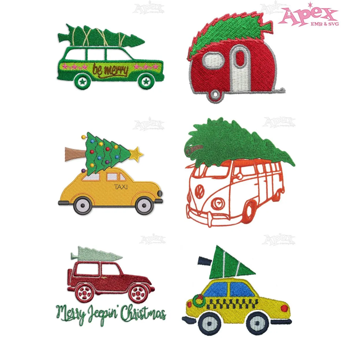 Christmas Vehicles Embroidery Designs Bundle thumbnail