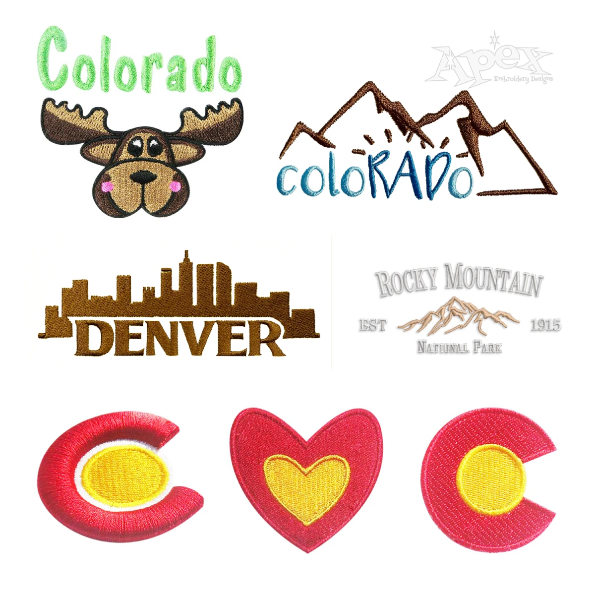 Colorado CO State Bundle embroidery 
