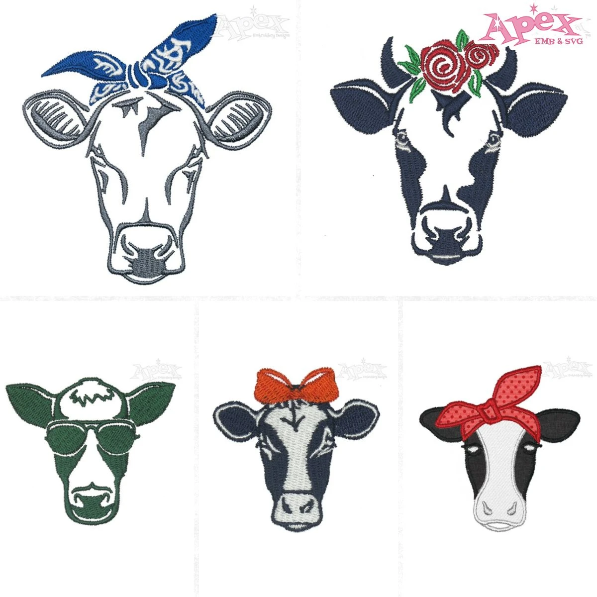 Cow Embroidery Designs Bundle thumbnail