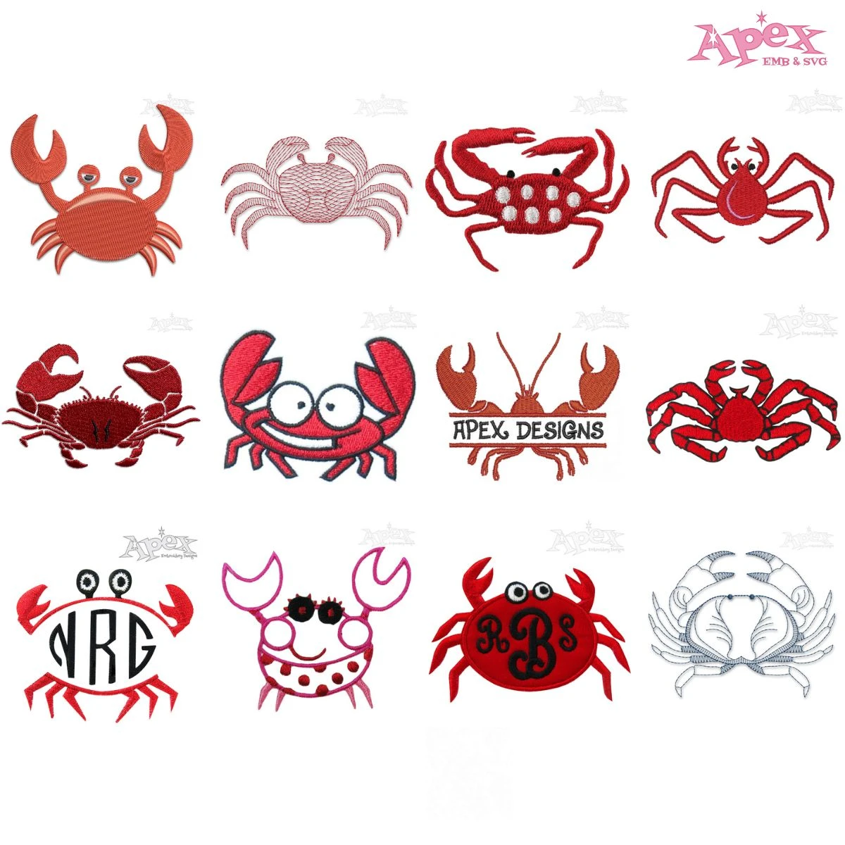 Crab Embroidery Designs Bundle thumbnail