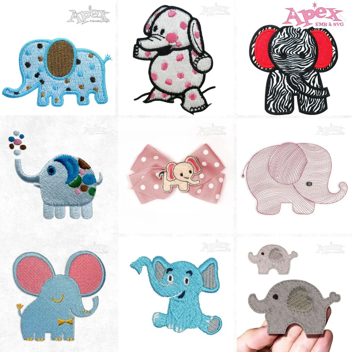 Cute Baby Elephant Embroidery Designs Bundle thumbnail
