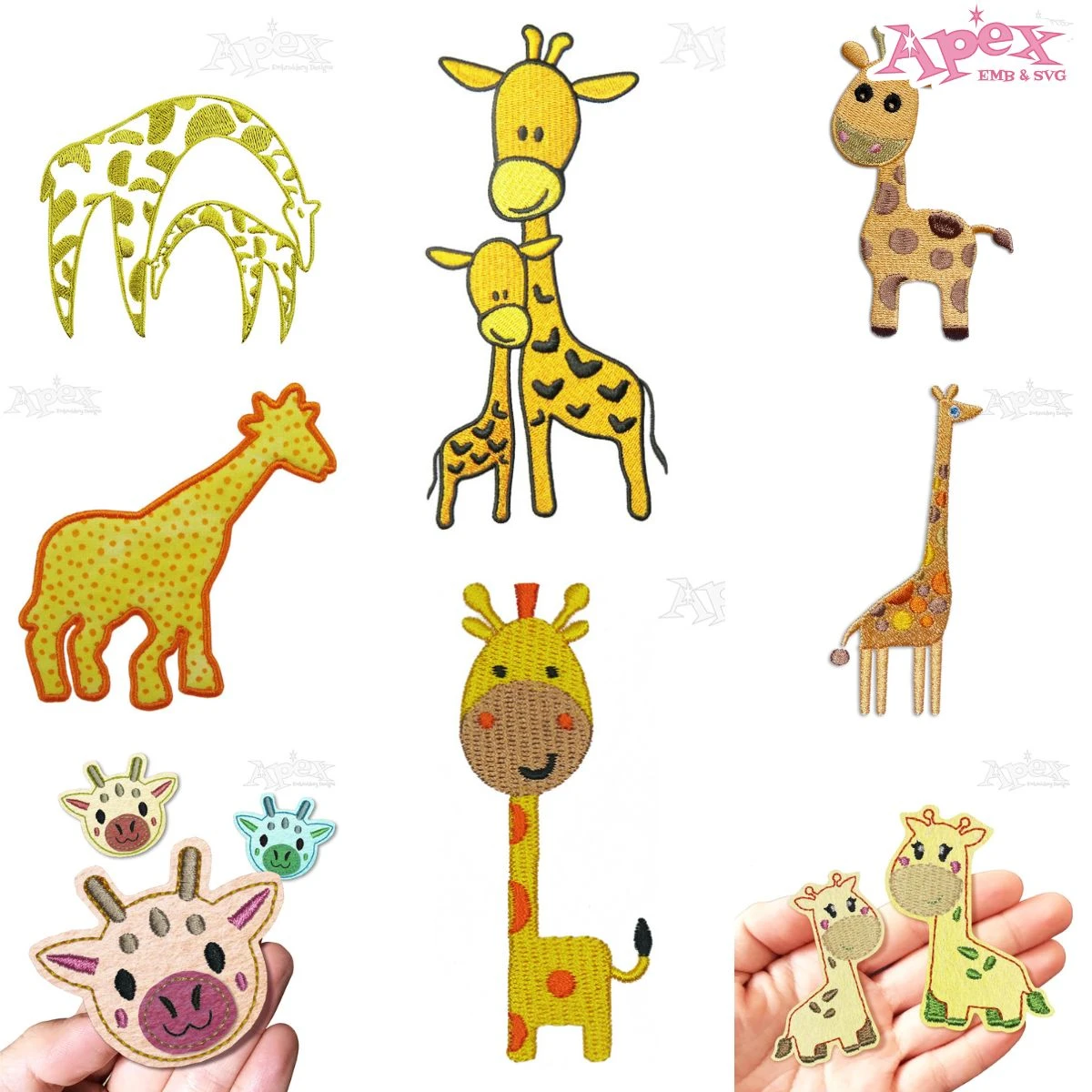 Cute Giraffe Embroidery Designs Bundle thumbnail