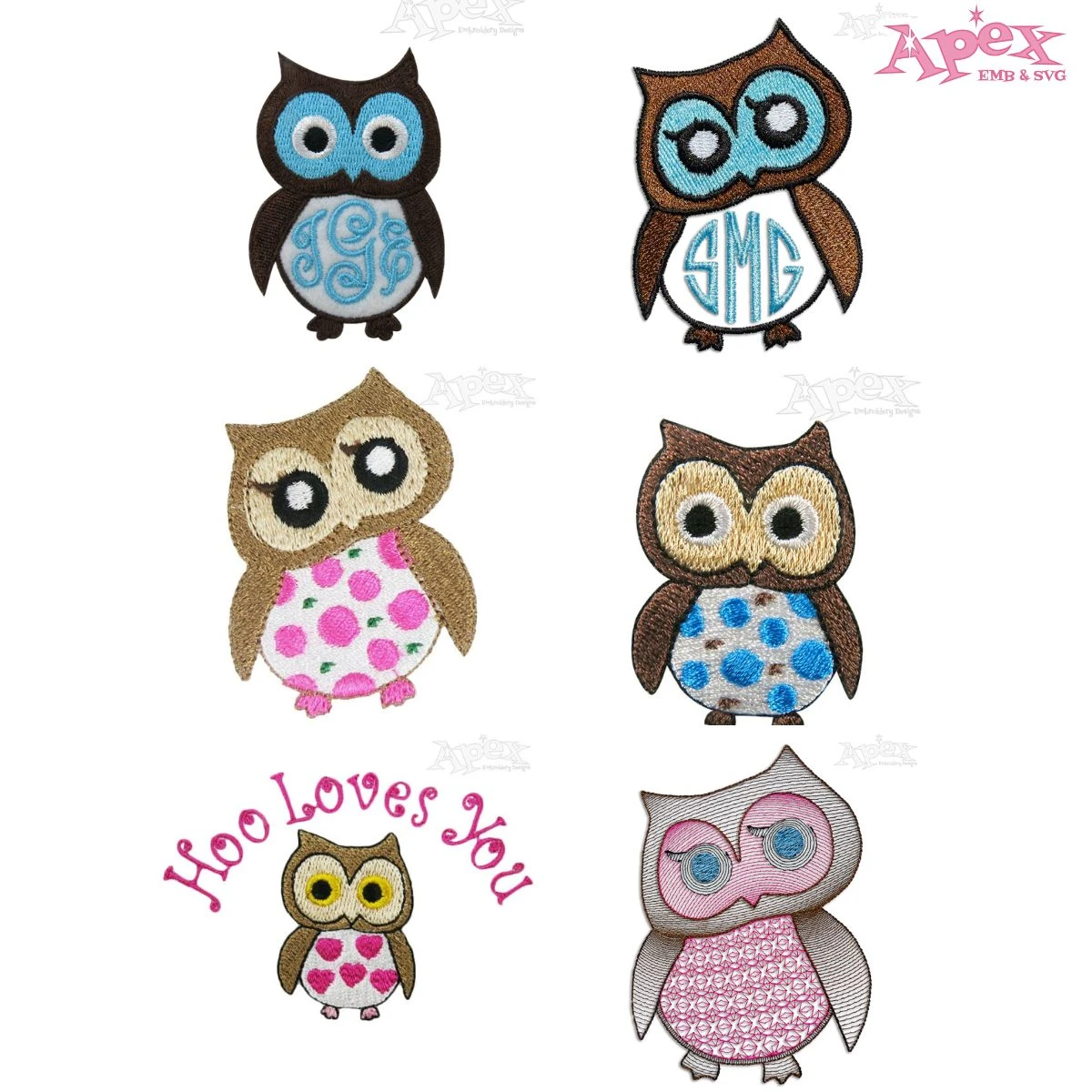 Cute Owl Embroidery Designs Bundle thumbnail