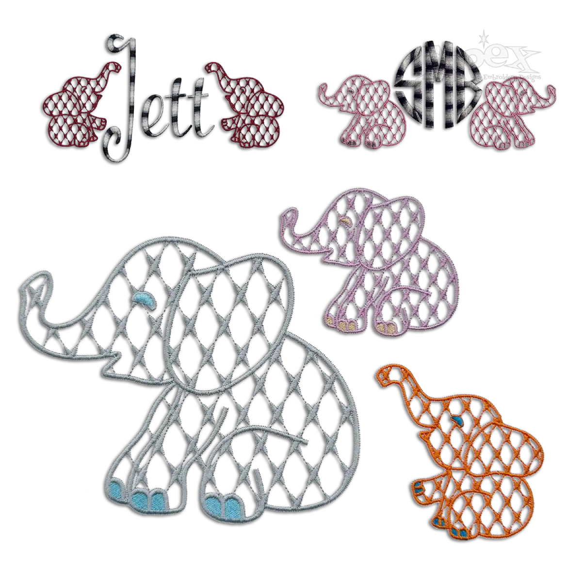 Cute Sitting Elephant Bundle embroidey