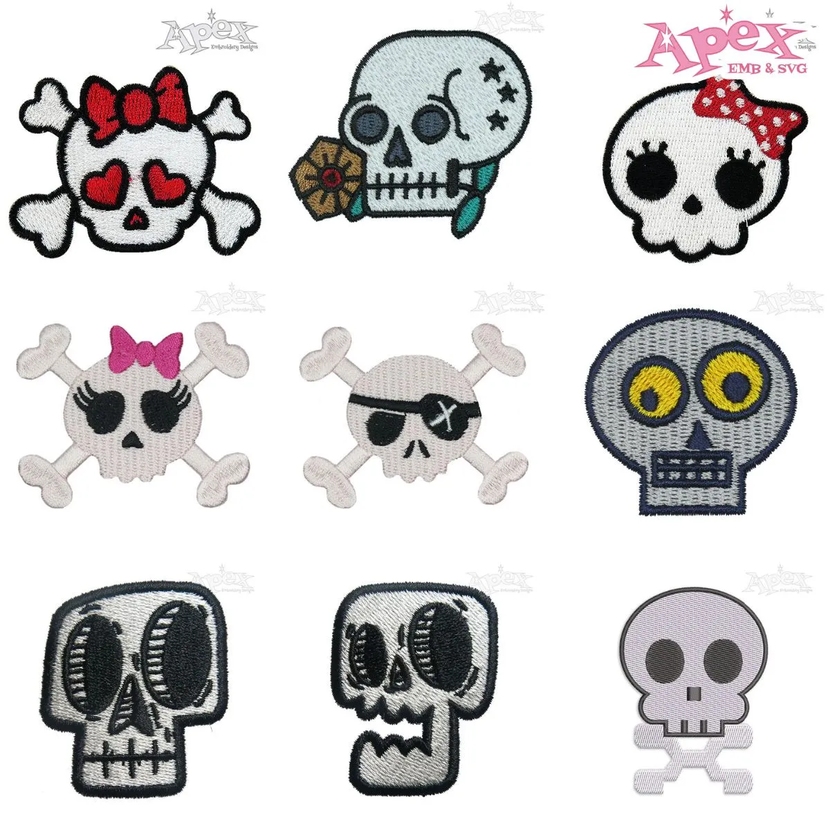 Cute Skull Embroidery Designs Bundle thumbnail
