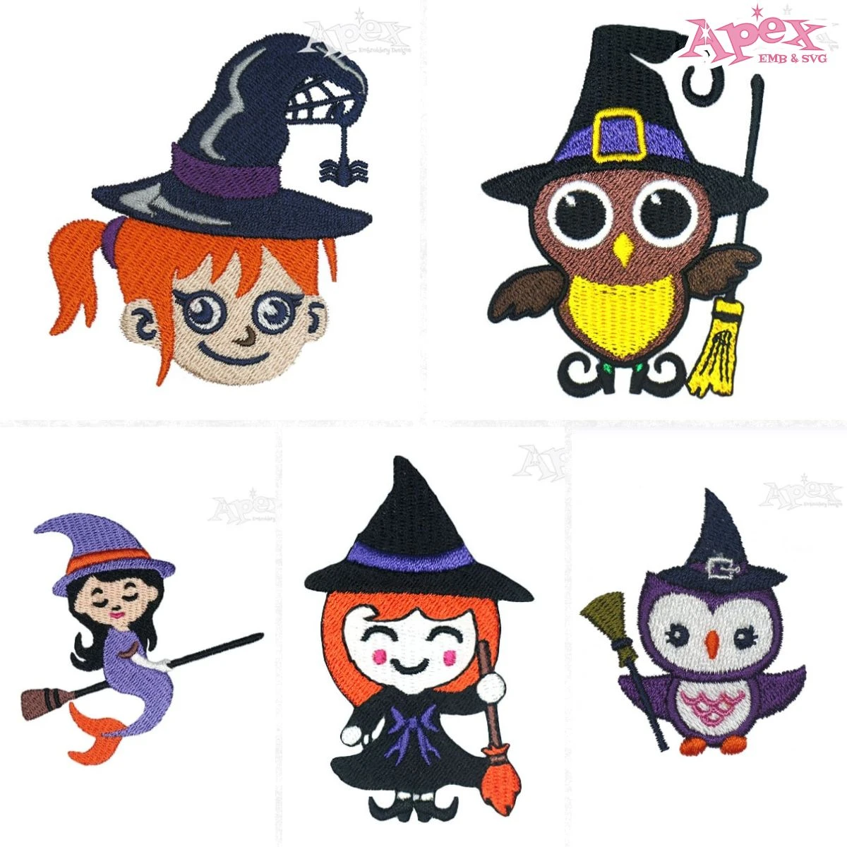Cute Witch Embroidery Designs Bundle thumbnail