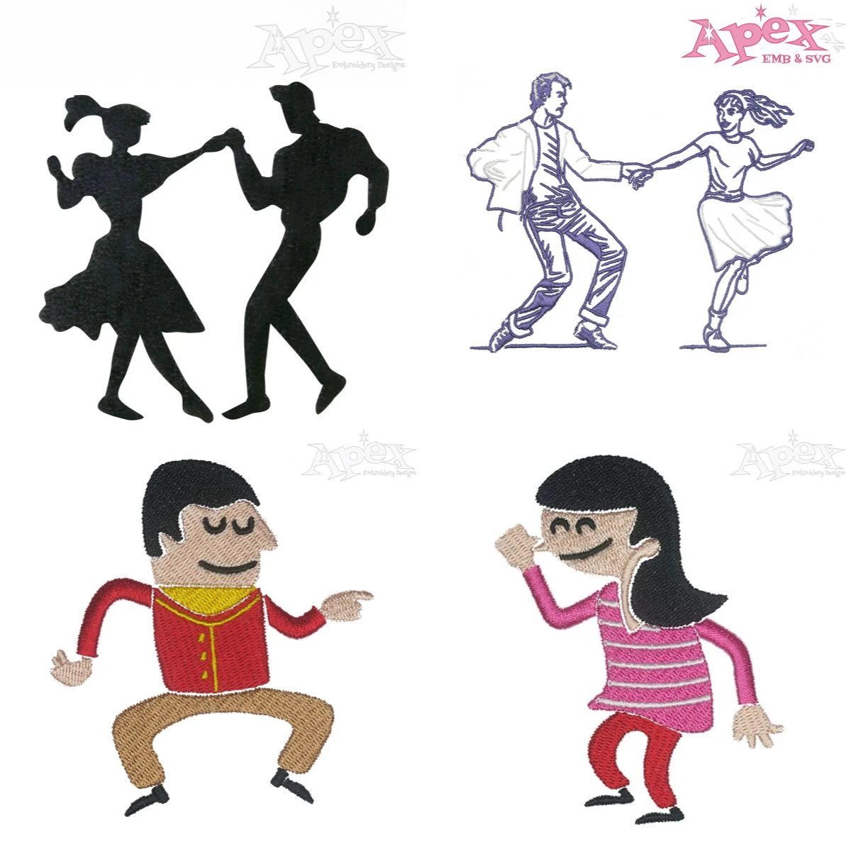 Dancing Couple Embroidery Designs Bundle thumbnail