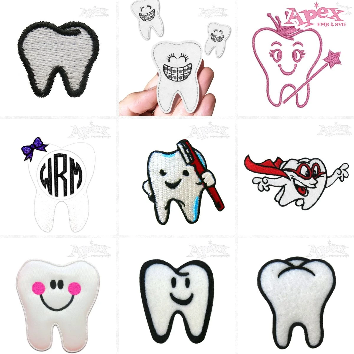 Dental Tooth Embroidery Designs Bundle thumbnail