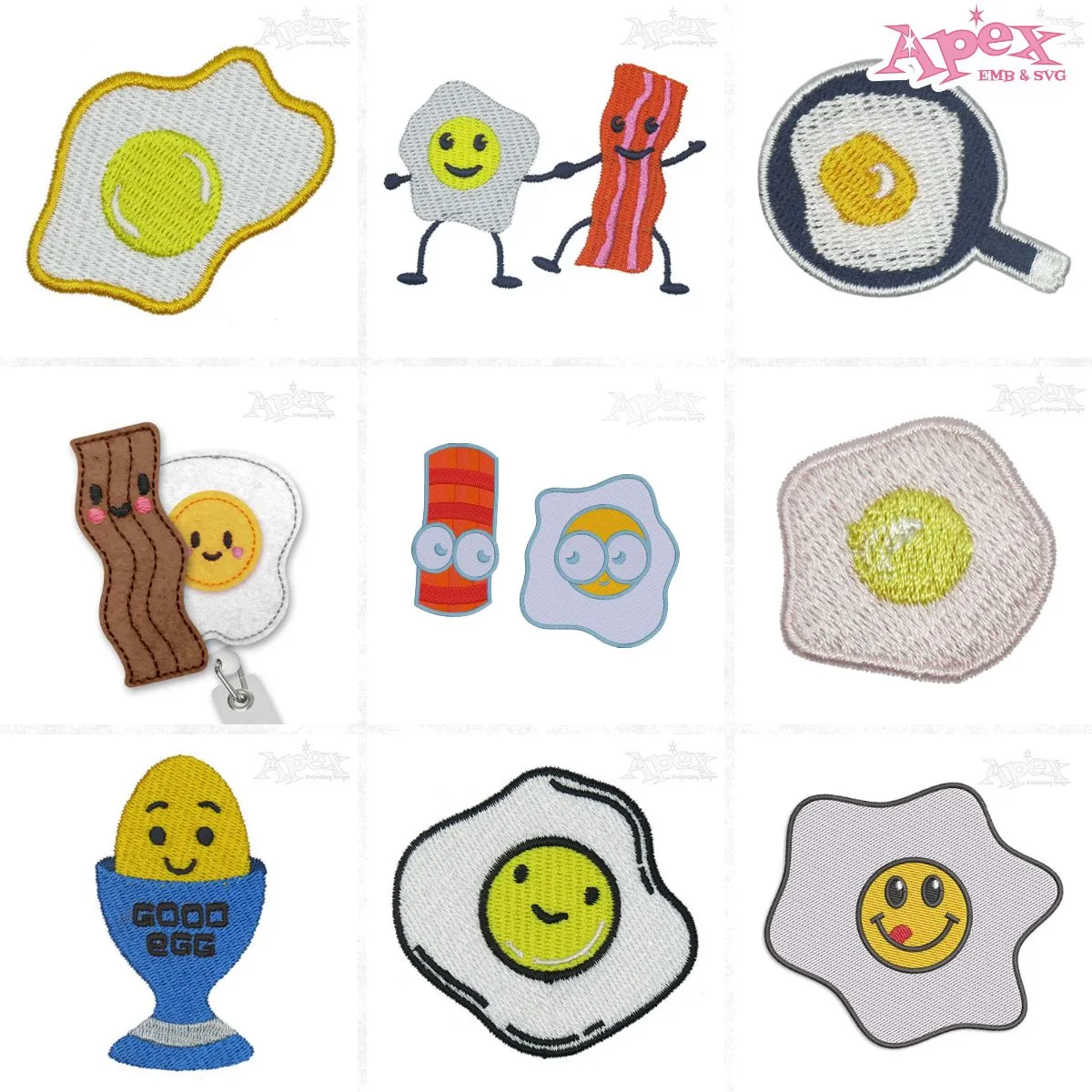 Egg and Bacon Embroidery Designs Bundle thumbnail
