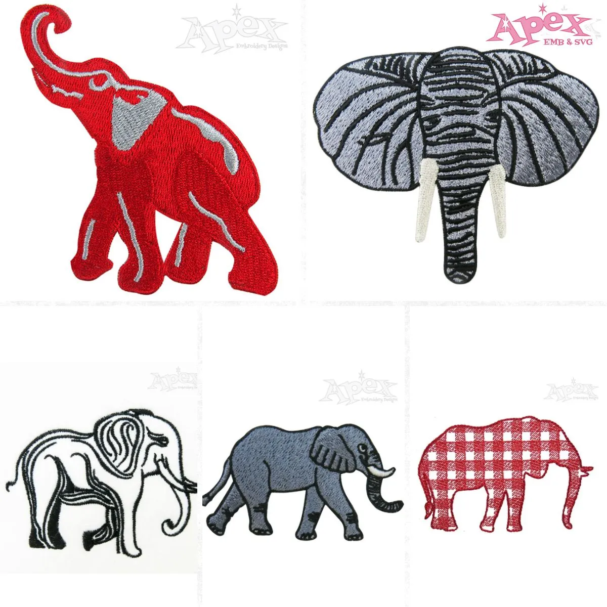 Elephant Embroidery Designs Bundle thumbnail