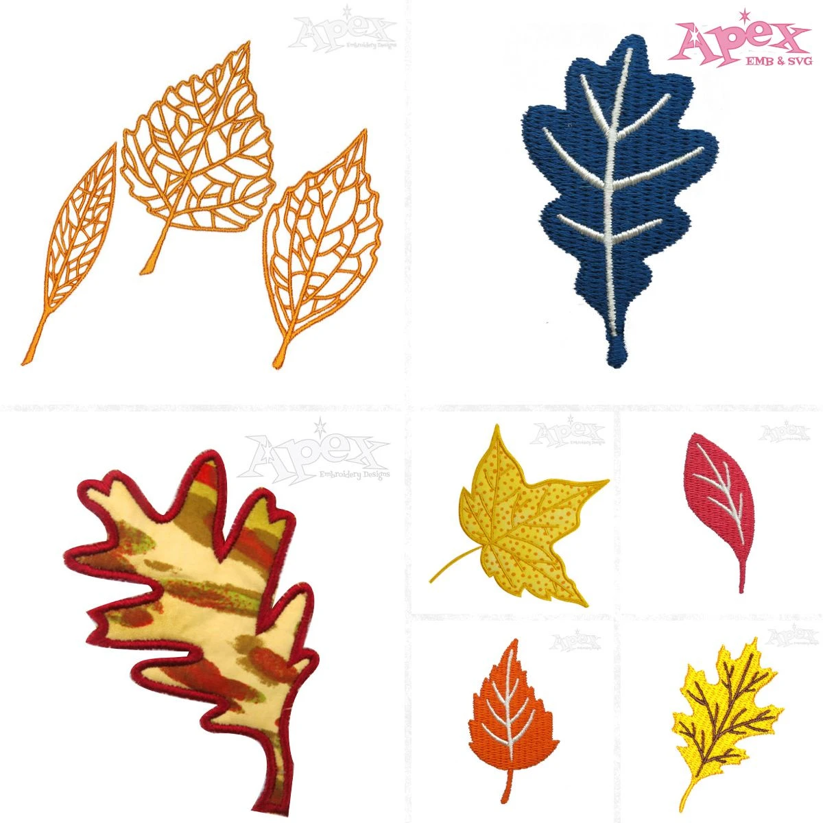 Fall Leaf Embroidery Designs Bundle thumbnail