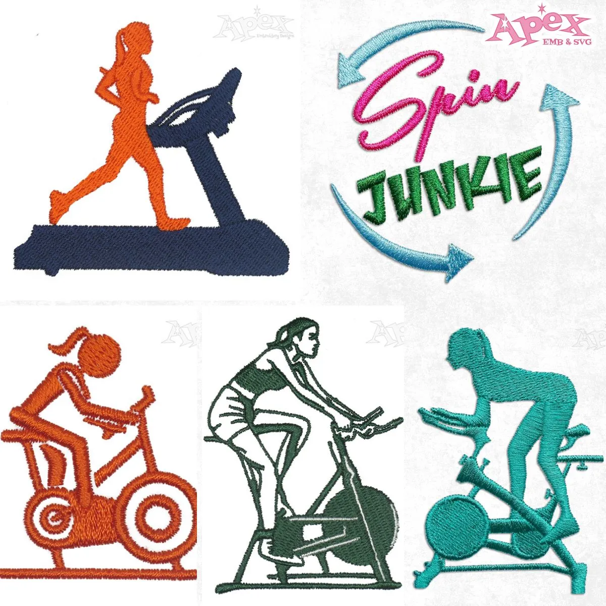 Fitness Workout Embroidery Designs Bundle thumbnail