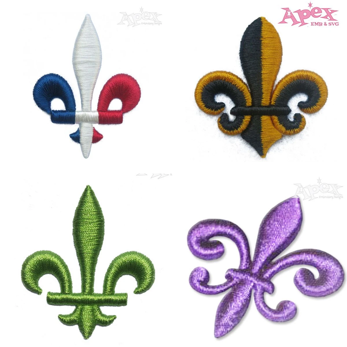 Fleur-de-lis 3D Puff Embroidery Designs Bundle thumbnail