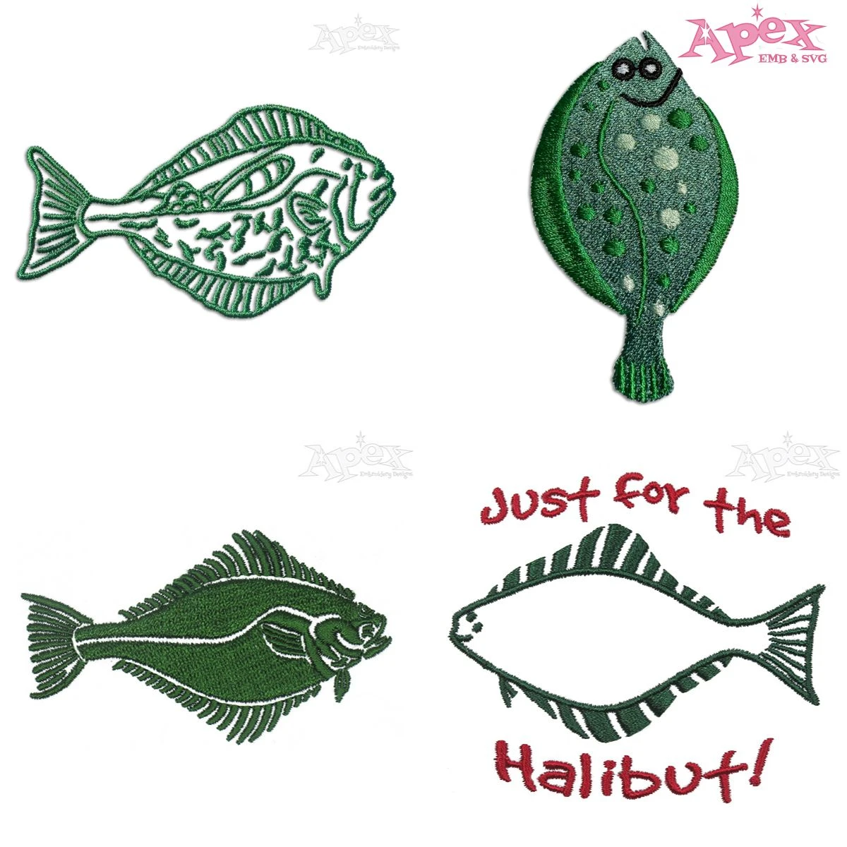 Halibut Fish Embroidery Designs Bundle thumbnail