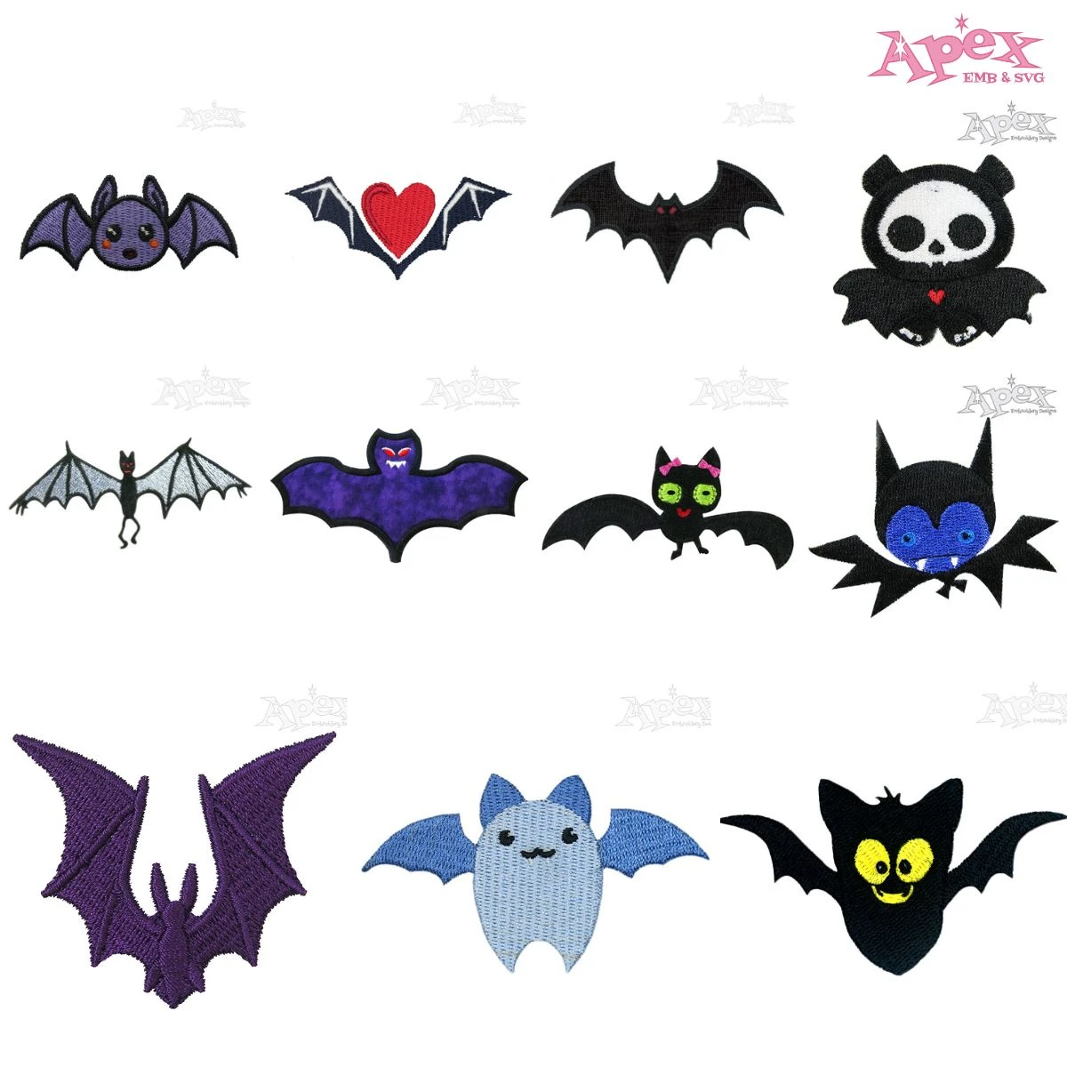 Halloween Bat Embroidery Designs Bundle thumbnail